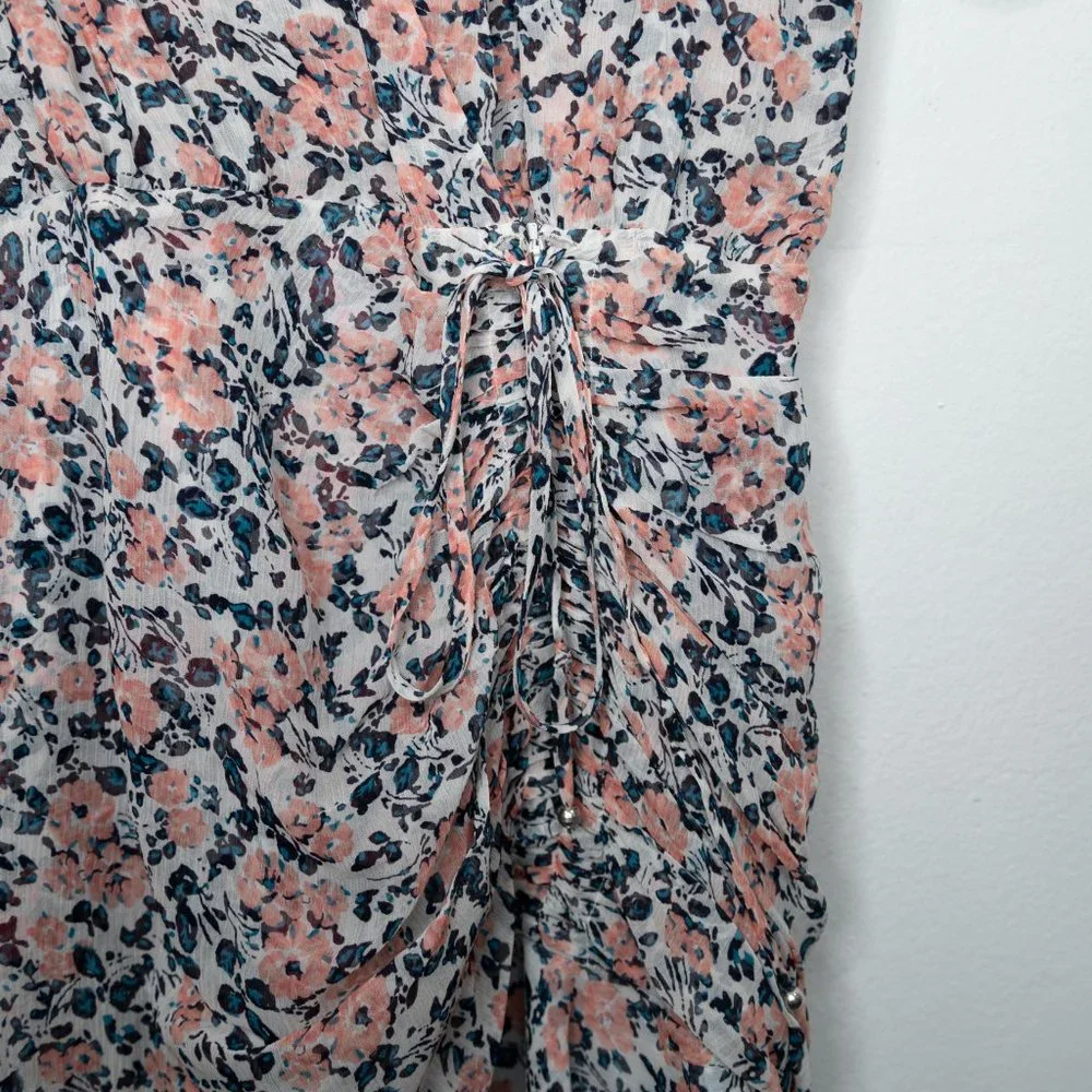 Veronica Beard Dakota Dress Gardenia Floral Print Ruched Mini Silk N14 - Picture 6 of 9